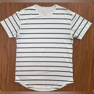 BYLT Premium Basics Men's T-Shirt Size M Medium Navy / Light Gray Stripe